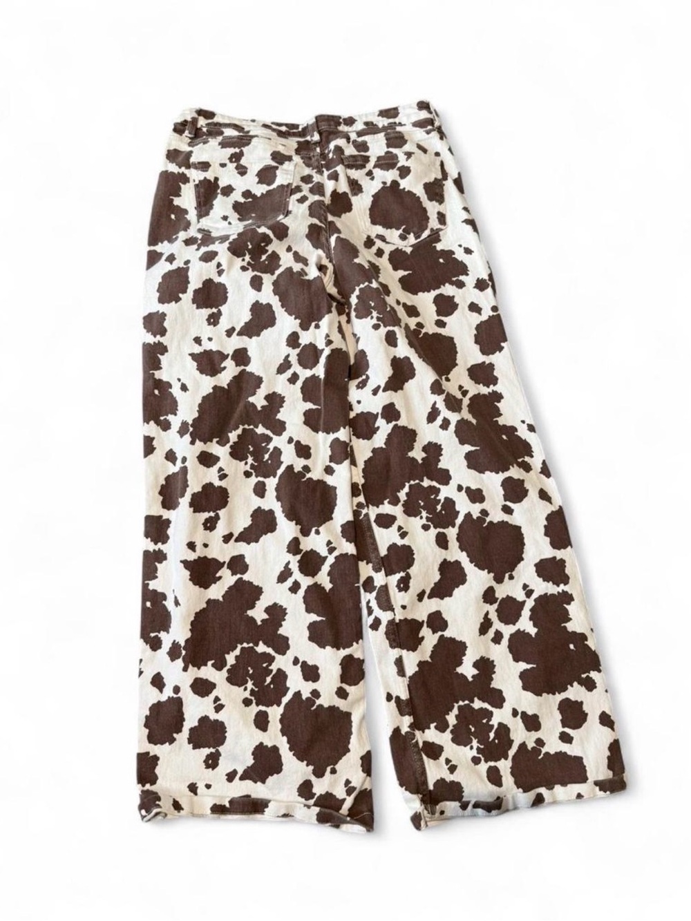 Wide-Leg Cow Print Pants in Brown/White - Picture 5 of 5